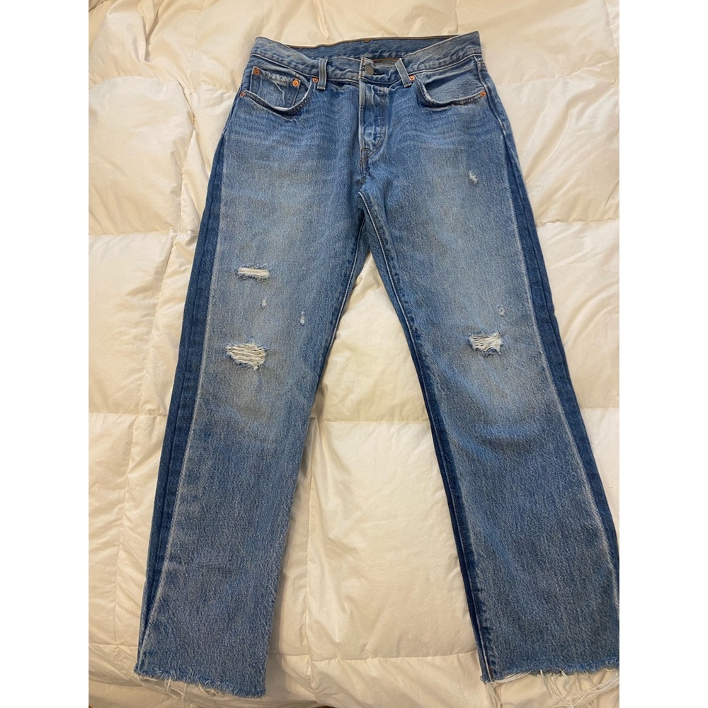 Levi's Blue Distressed Ankle Jeans